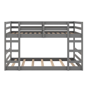 Full Over Full Bunk Bed with Ladder, Gray（OLD SKU：WF282788AAE）