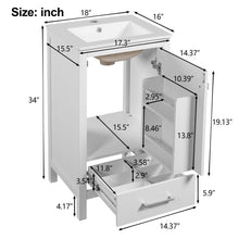 Load image into Gallery viewer, Bathroom Vanity With Ceramic Sink, Soft Close Drawers, Door Organizer, Divider Drawer, Adjustable Foot Pads
