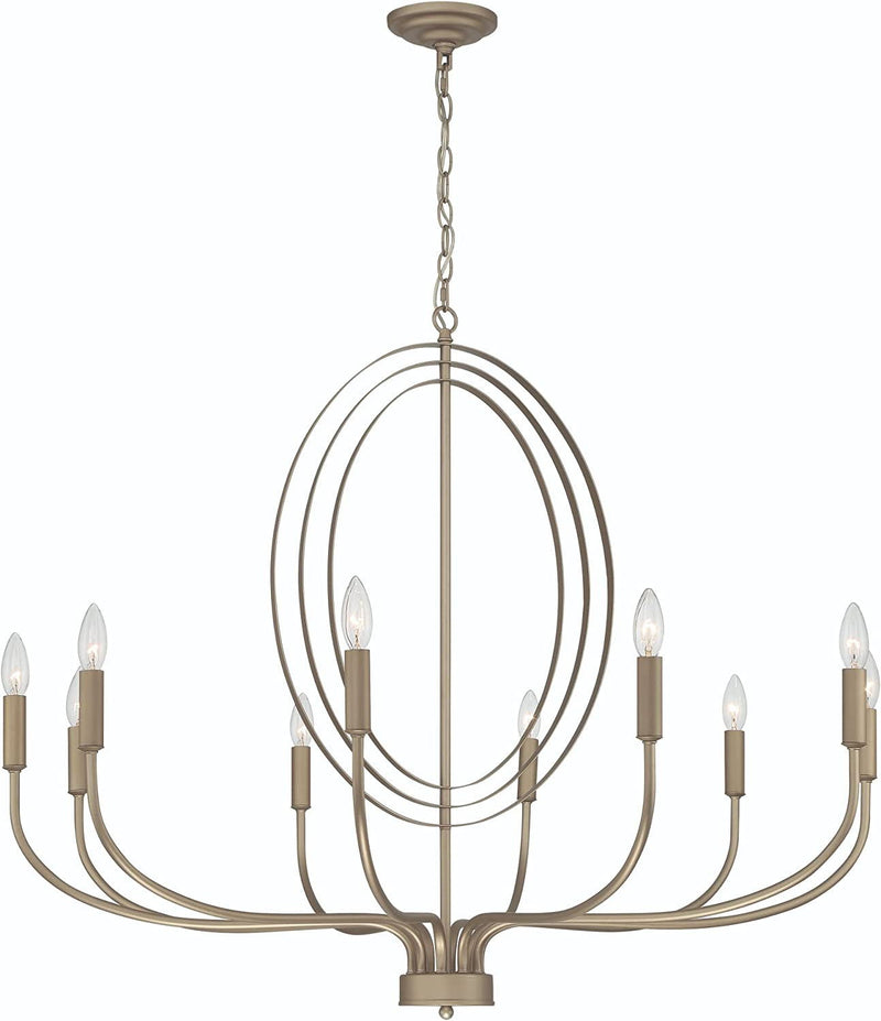 Candle Style Ten-Light Metal Dimmable Chandelier - Brass