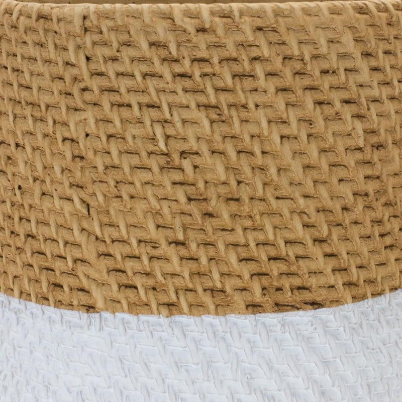 Cement 22" Ounce Two Toned Round Pot Planters (Set of 2) - Brown And White