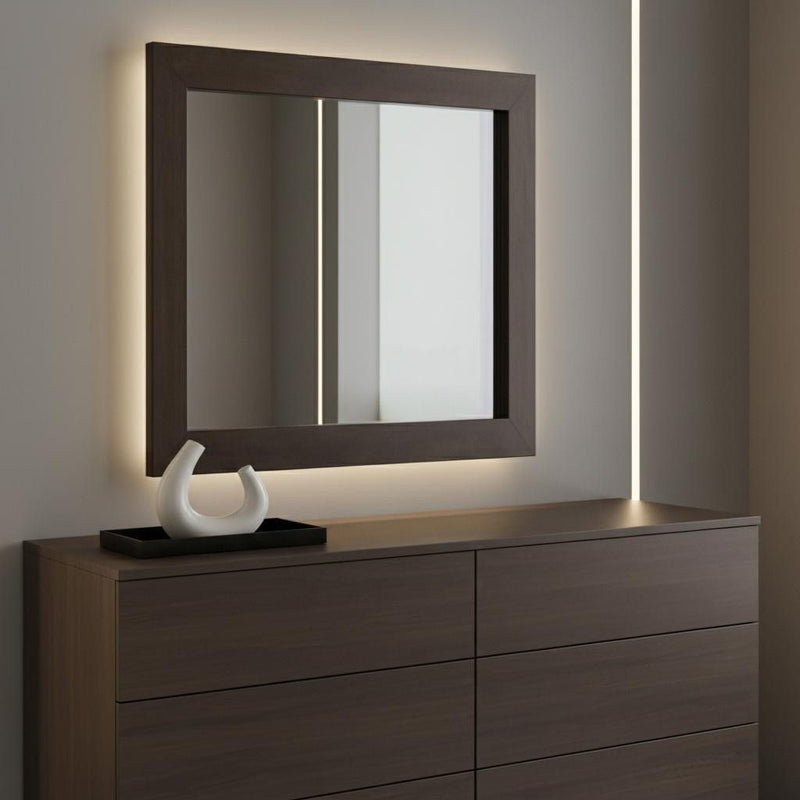 39" Square Framed Dresser Mirror - Ebony