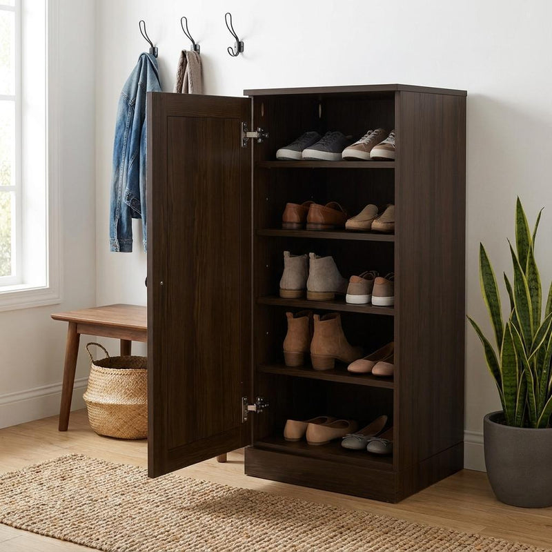 Ten Pair Solid Woodshoe Storage Cabinet (752074) - Espresso