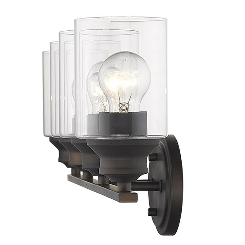 Four Light Wall Light With Clear Glass Shade - Bronze
