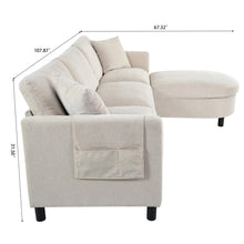 Load image into Gallery viewer, 107.87&#39;Sectional Sofa Couch With 1 Ottoman,Seat Cushion and Back Cushion Removable
