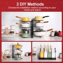 Load image into Gallery viewer, Adjustable Pot Rack Kitchen Storage Organizer - Black
