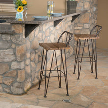 Load image into Gallery viewer, Outdoor Barstool With Angled Metal Legs - Brown
