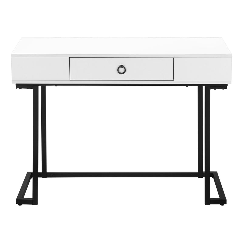 42" Wood And Metal Sled Computer Desk - White And Black