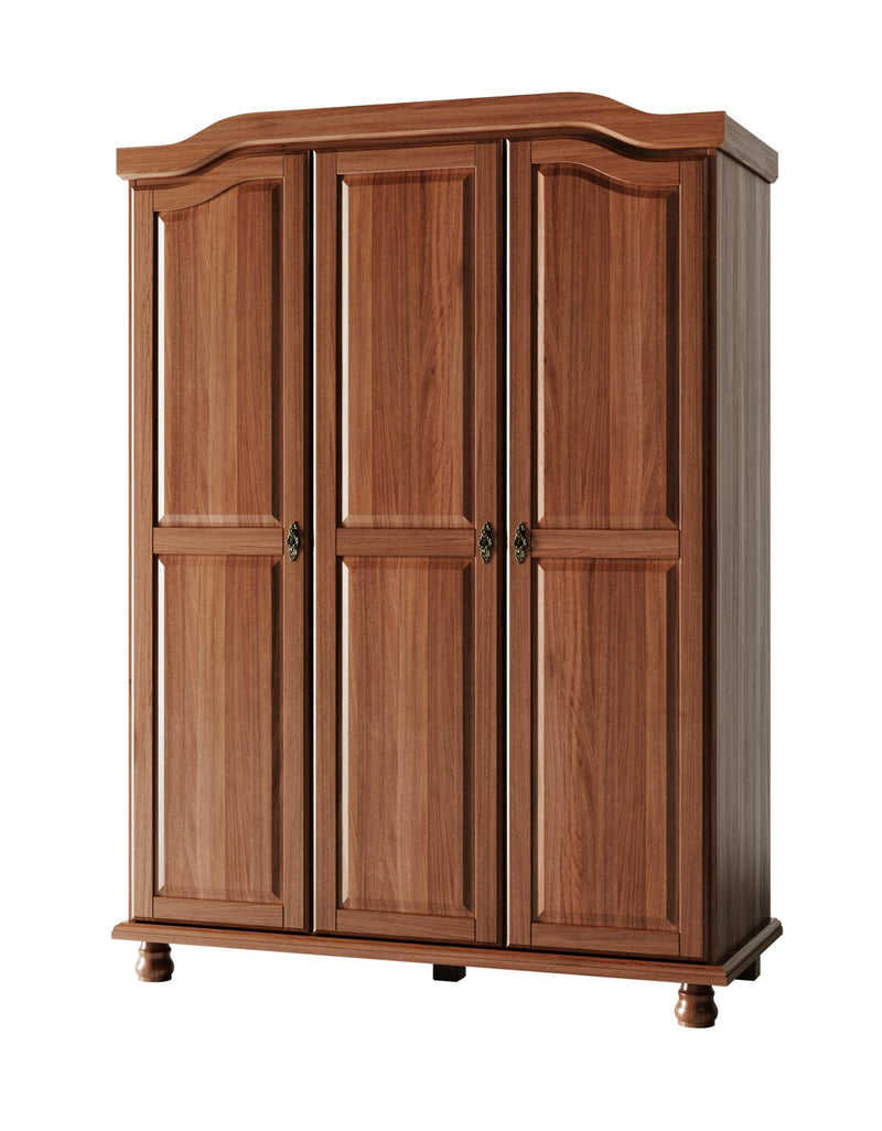 Solid Wood Three Door Combo Dresser - Coffee