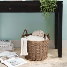 Load image into Gallery viewer, Round Cone Woven Resin Wicker Basket With Handles For Versatile Storage - Walnut Brown

