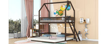 Load image into Gallery viewer, Twin Over Twin-Twin House Bunk Bed with Extending Trundle and Ladder
