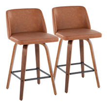 Load image into Gallery viewer, Toriano - Mid Century Modern Fixed Height Counter Stool &amp; Square Footrest (Set of 2)
