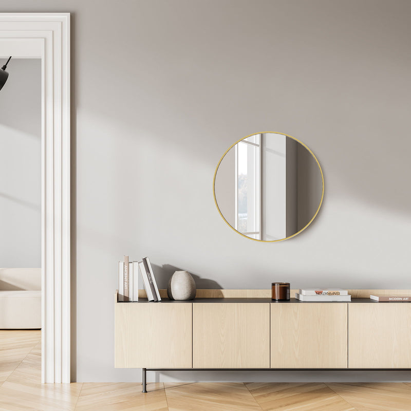 20" Aluminum Round Framed Accent Mirror - Gold
