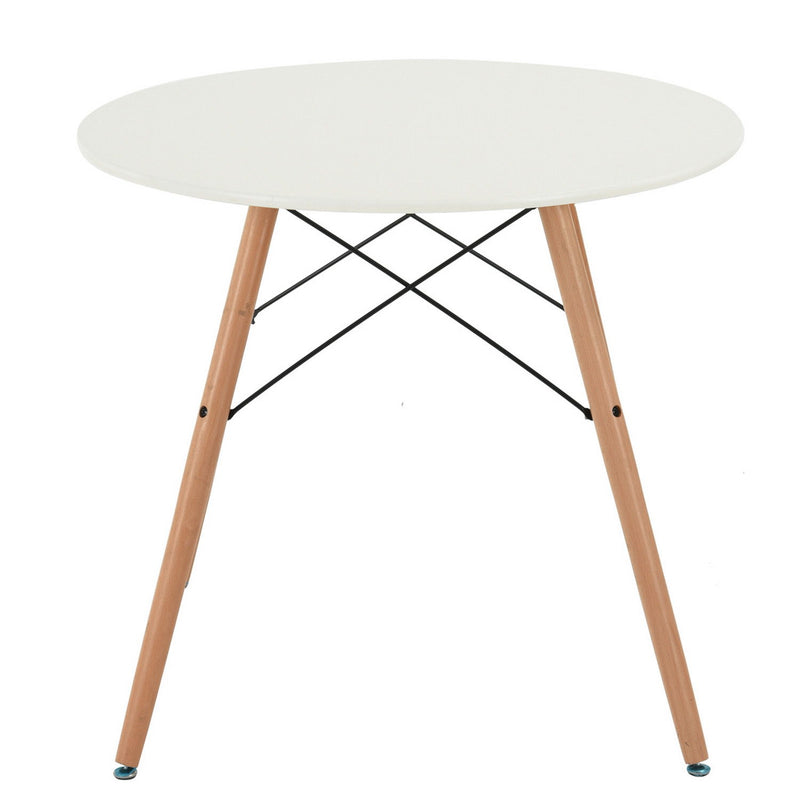 32" Wood Round Top Dining Table - White