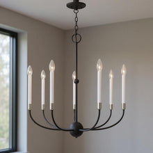 Load image into Gallery viewer, 30" Seven Light Dimmable Chandelier With Shades - Black

