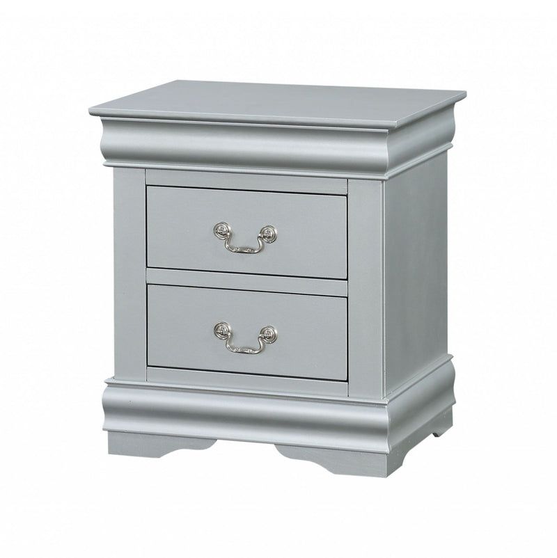 24" Two Drawers Nightstand - Platinum