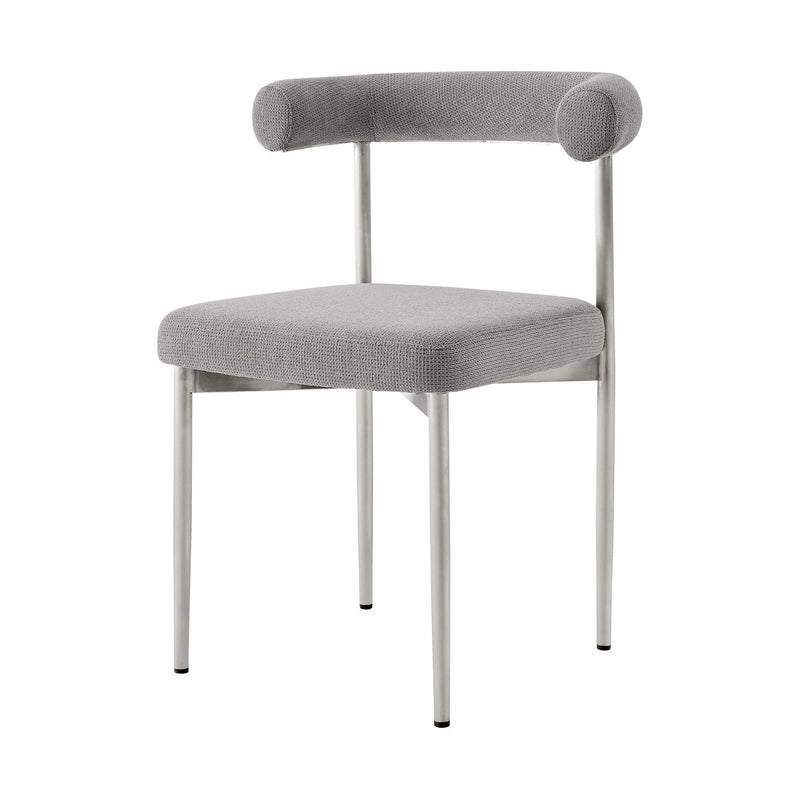 Contemporary Upholstered Polyester Open Back Dining Side Chairs (Set of 2) - Gray