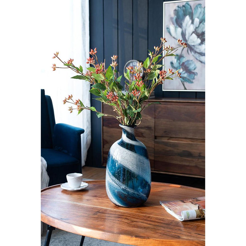 Striped Swirl Art Table Vase (574247) - Blue / White