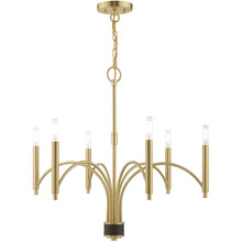 Load image into Gallery viewer, 24" Six Light Dimmable Chandelier With Shades - Brass
