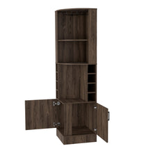 Load image into Gallery viewer, Wood Corner Bar Cabinet With Two Doors - Walnut
