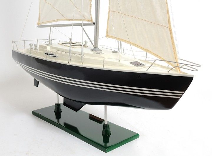 Hand Painted Model Boat - Black / White