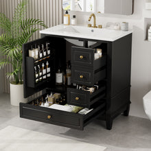 Load image into Gallery viewer, 30&quot; Bathroom Vanity With Sink, 1 Door With Shelf And 3 Drawers, Soft Close Door - Black
