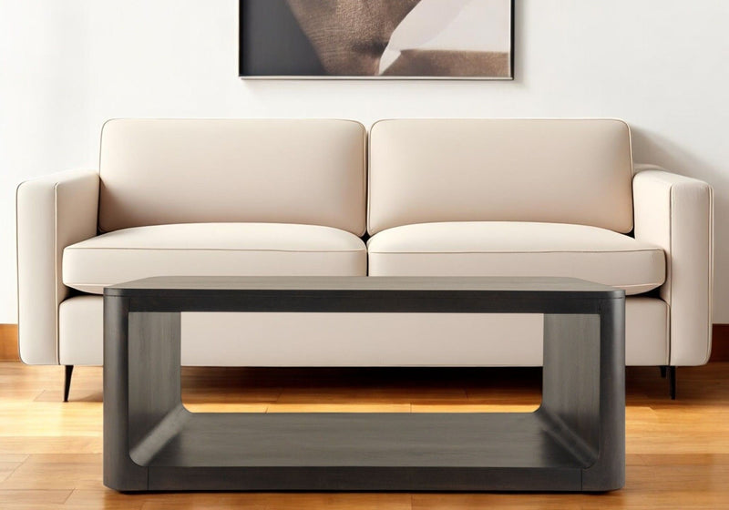 48" Solid Wood Floor Shelf Coffee Table With Shelf - Brown