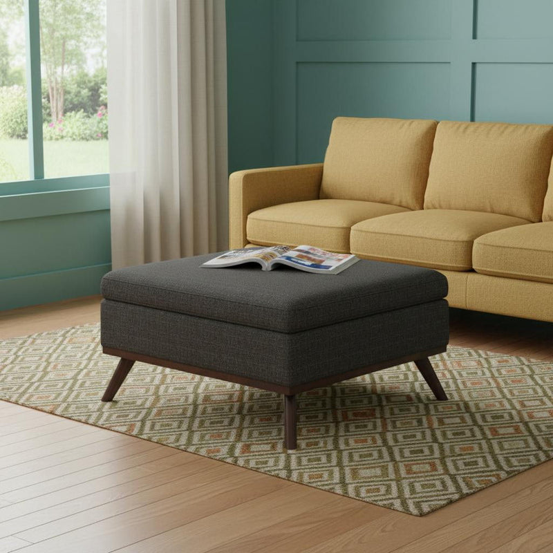 36" Ebony Fabric Cocktail Ottoman With Storage - Brown