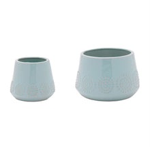 Load image into Gallery viewer, Geometric Round Pot Planters (Set of 2) - Blue
