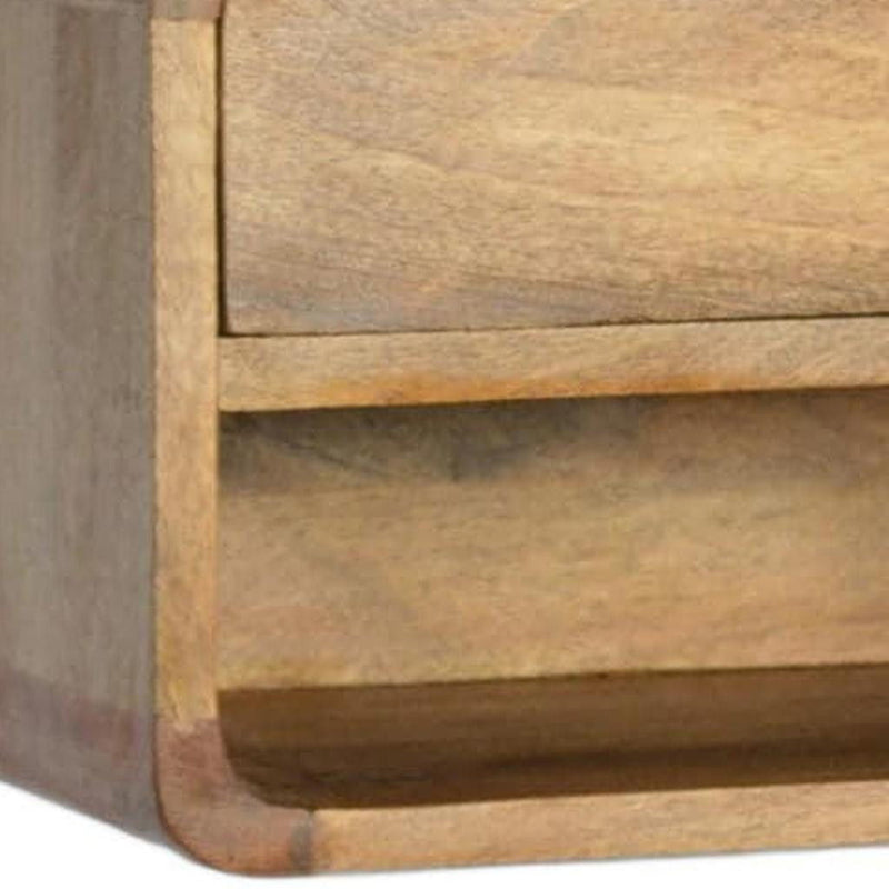 18" Wood One Drawer Floating Nightstand - Oak