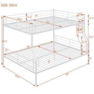 Full XL Over Queen Metal Bunk Bed, White