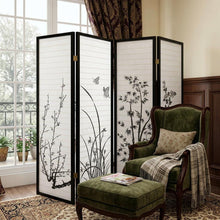 Load image into Gallery viewer, Folding Four Panel Screen Room Divider (469142) - Black / White
