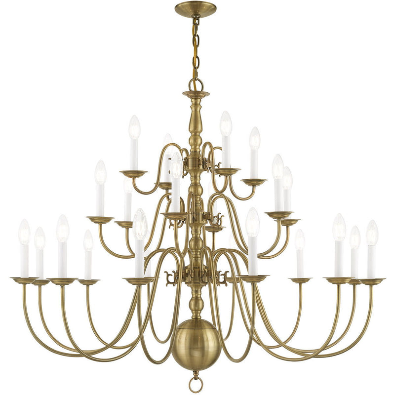 Multi Light Dimmable Chandelier With Shades - Antiqued Brass