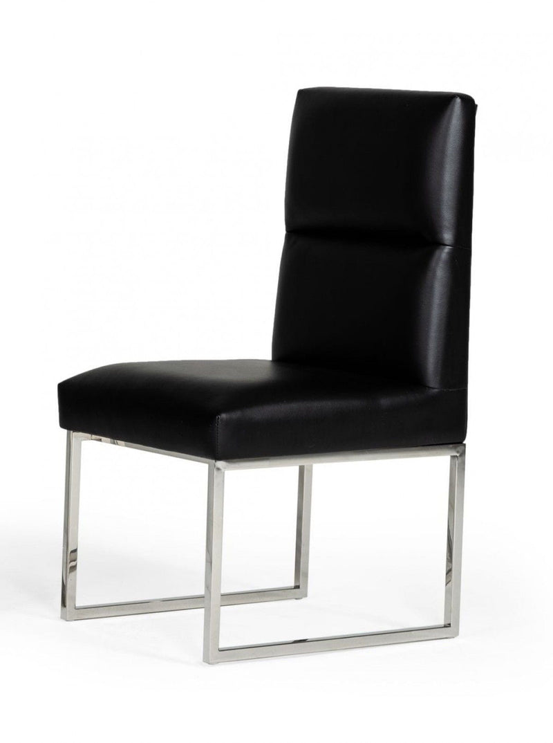Tufted Faux Leather Dining Side Chairs (Set of 2) - Black
