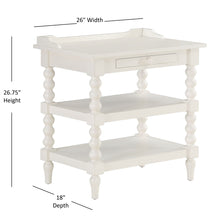 Load image into Gallery viewer, Aria - Nightstand With Styling, 2 Shelves, Pull Out Tray, Spool Turned Legs - Antique White
