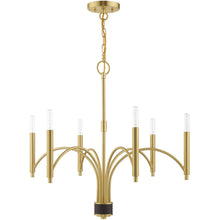 Load image into Gallery viewer, 24" Six Light Dimmable Chandelier With Shades - Brass
