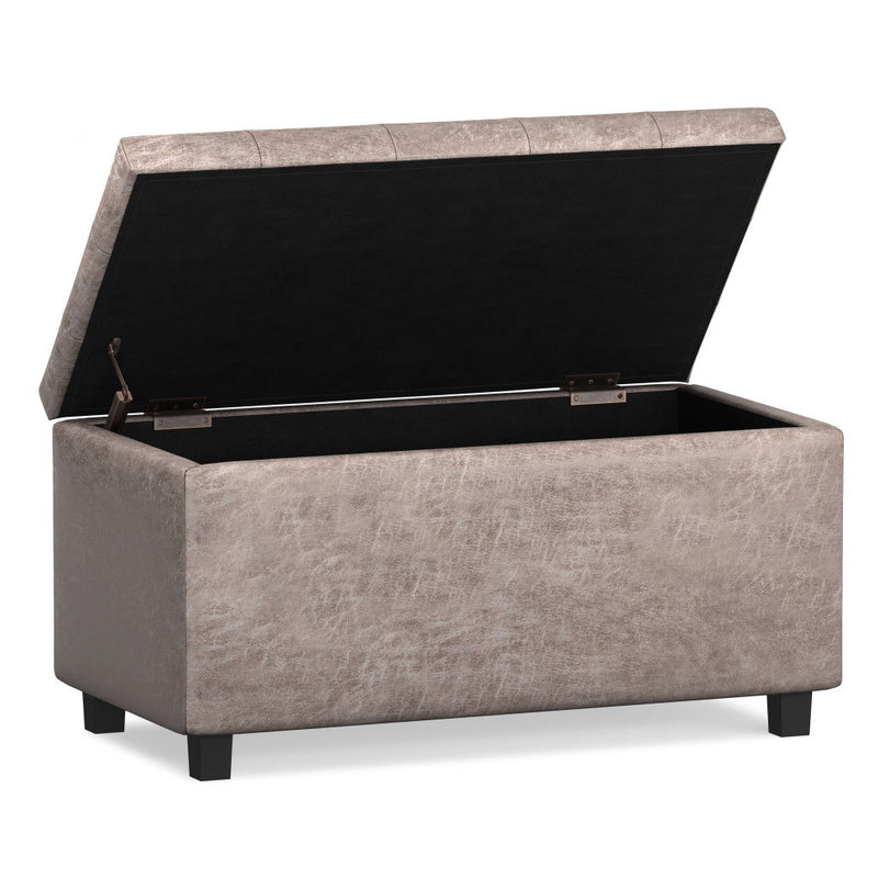 34" Upholstery Storage Ottoman - Dark Brown / Gray
