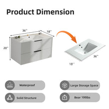 Load image into Gallery viewer, Modern Wall Mounted Floating Bathroom Vanity With Sink And Drawers
