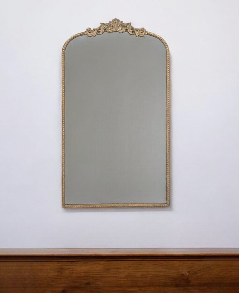 42" Arch Iron Framed Accent Mirror - Gold