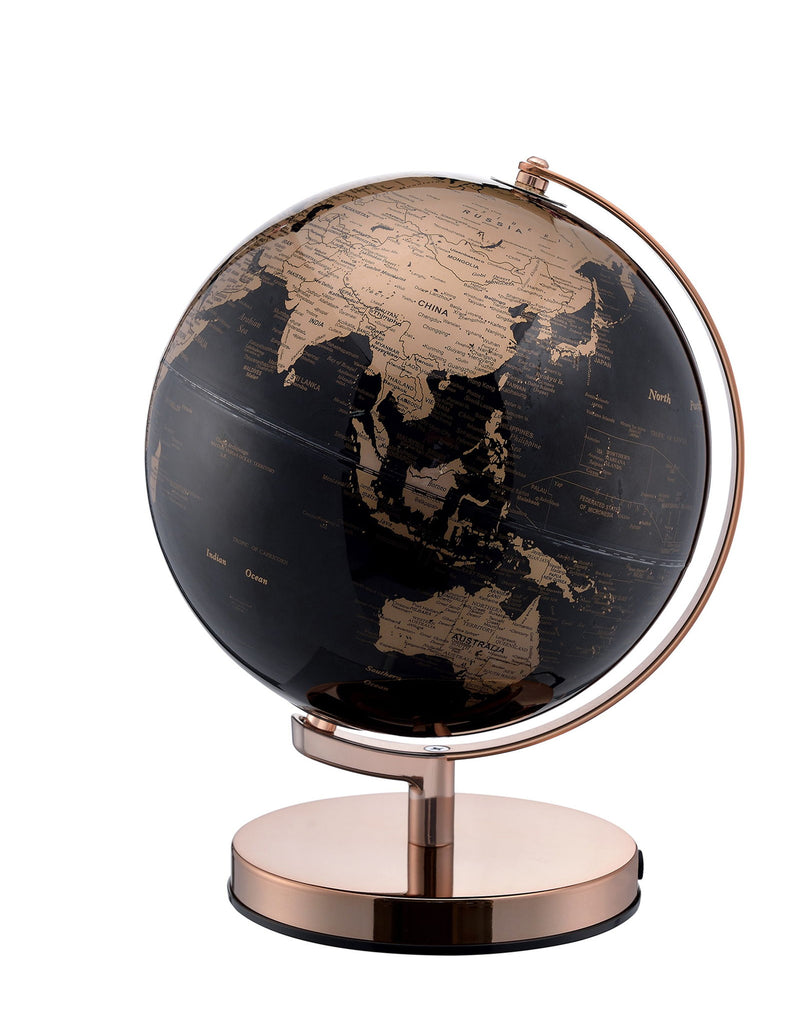 Poly Globe With LED - Black / Rose Gold