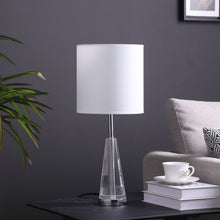 Load image into Gallery viewer, 22" Bedside Table Lamp With White Drum Shade - Silver

