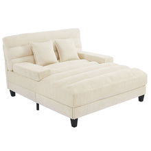 Load image into Gallery viewer, Chaise Bed Lounge Sofa Chair With Adjustable Backrest And LED Light Strip - Beige
