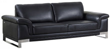 Load image into Gallery viewer, With Silver Legs Italian Leather Sofa - Black
