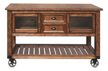 Load image into Gallery viewer, 58" Rustic Rolling Kitchen Cart With Storage - Dark Brown
