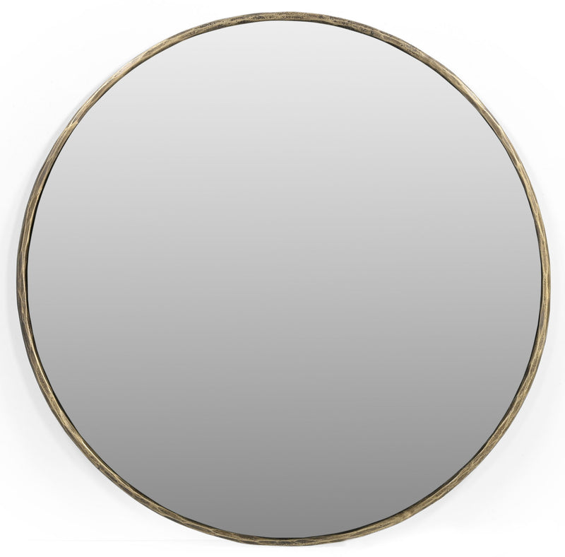 36" Round Iron Framed Accent Mirror - Brass