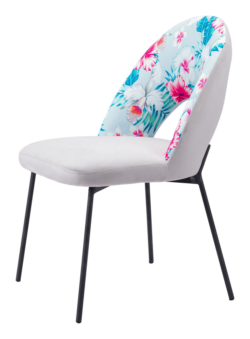 Velvet Steel Velvet Steel Tropical Floral Dining Side Chairs (Set of 2) - Gray
