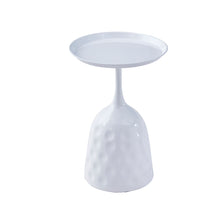 Load image into Gallery viewer, Wine Cup Metal Side Table, Small Sofa Table, Round White Nightstand - White
