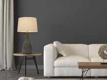 Load image into Gallery viewer, Ceramic Round Table Lamp With Beige Empire Shade - Black
