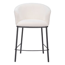Load image into Gallery viewer, 26" Shearling And Steel Counter Height Bar Chair - Ivory / Black
