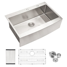 Load image into Gallery viewer, Farmhouse Style Topmount Apron Front Kitchen Sink With Easy Maintenance In Stainless Steel - Black
