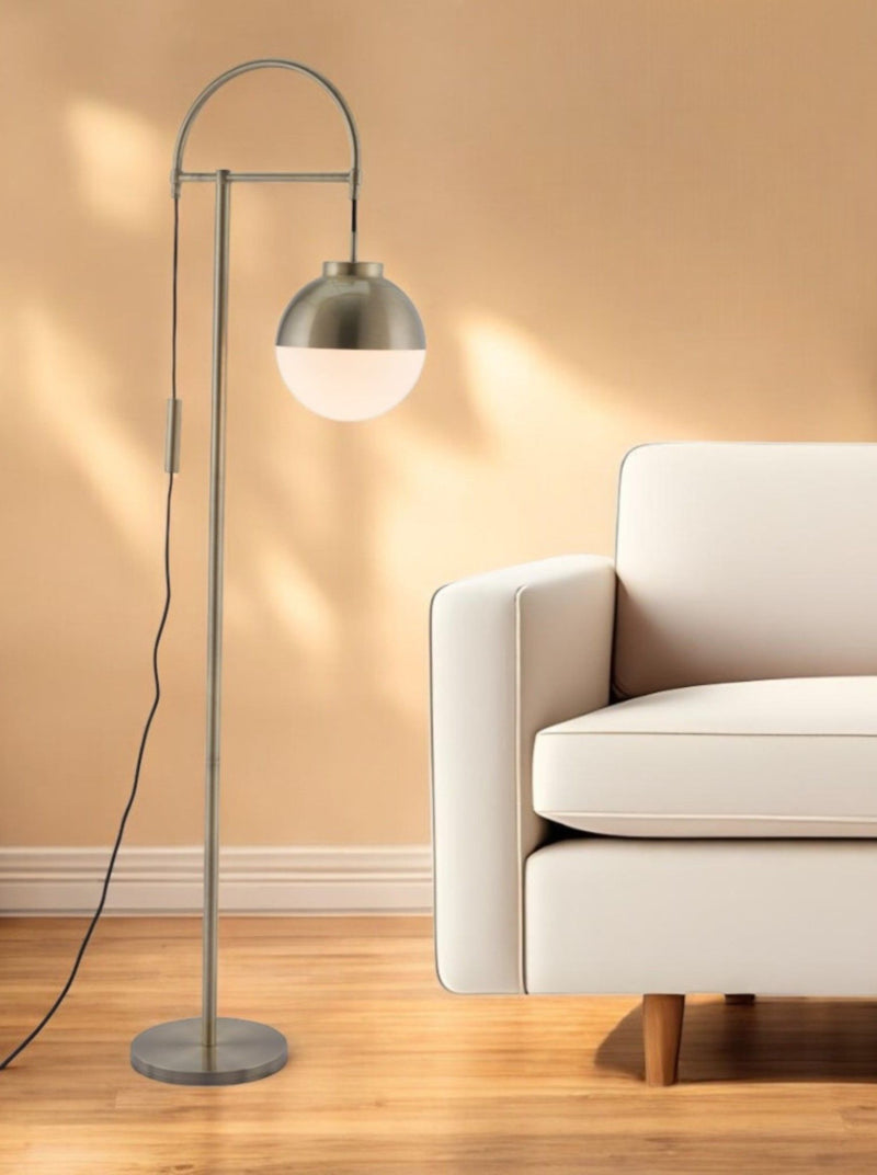 Crossed Floor Lamp - White And Brushed Bronze